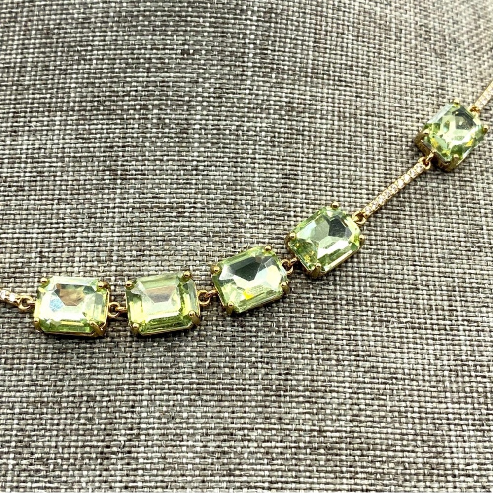 Delicate Pale Green Crystal Station Necklace - Picture 5 of 9